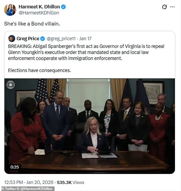 Virginia Governor Abigail Spanberger Faces Controversy Over Early Executive Actions