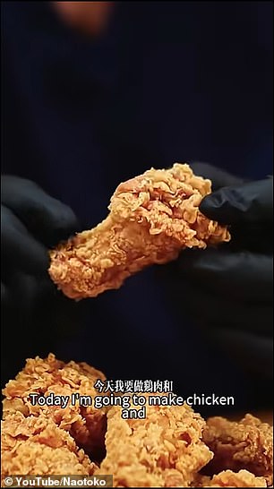 Translucent fried chicken with glass bones and gelatinous meat created by Chinese food blogger